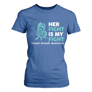 Sexual Assault Awareness T Shirt For Women Her Fight is My Fight TS14 Royal Blue Print Your Wear