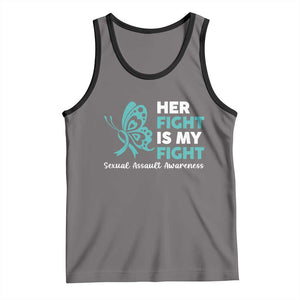 Sexual Assault Awareness Tank Top Her Fight is My Fight TS14 Deep Heather Black Print Your Wear