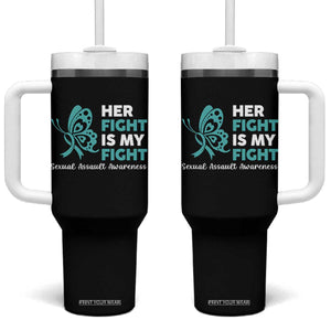 Sexual Assault Awareness Tumbler With Handle Her Fight is My Fight TS14 One Size: 40 oz Black Print Your Wear