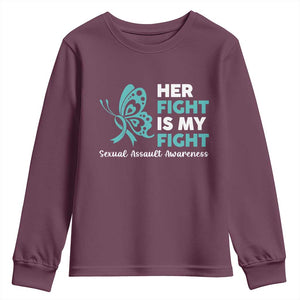 Sexual Assault Awareness Youth Sweatshirt Her Fight is My Fight TS14 Maroon Print Your Wear