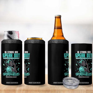 Sexual Assault Awareness 4 in 1 Can Cooler Tumbler Support African Women Stop Sexual Abuse Awareness TS14 Print Your Wear