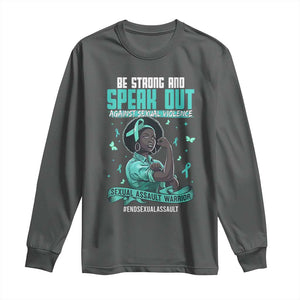 Sexual Assault Awareness Long Sleeve Shirt Support African Women Stop Sexual Abuse Awareness TS14 Dark Heather Print Your Wear