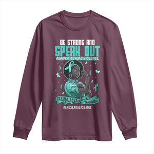 Sexual Assault Awareness Long Sleeve Shirt Support African Women Stop Sexual Abuse Awareness TS14 Maroon Print Your Wear