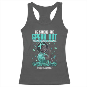 Sexual Assault Awareness Racerback Tank Top Support African Women Stop Sexual Abuse Awareness TS14 Dark Heather Print Your Wear