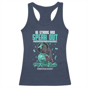 Sexual Assault Awareness Racerback Tank Top Support African Women Stop Sexual Abuse Awareness TS14 Navy Print Your Wear