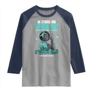 Sexual Assault Awareness Raglan Shirt Support African Women Stop Sexual Abuse Awareness TS14 Sport Gray Navy Print Your Wear