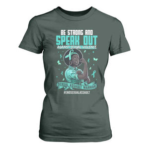 Sexual Assault Awareness T Shirt For Women Support African Women Stop Sexual Abuse Awareness TS14 Dark Forest Green Print Your Wear
