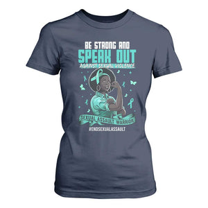 Sexual Assault Awareness T Shirt For Women Support African Women Stop Sexual Abuse Awareness TS14 Navy Print Your Wear