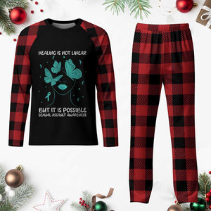 Sexual Assault Awareness Plaid Pajama Set Healing Is Not Linear But It Is Possible TS14 Buffalo Plaid Print Your Wear