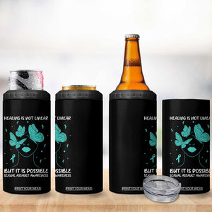 Sexual Assault Awareness 4 in 1 Can Cooler Tumbler Healing Is Not Linear But It Is Possible TS14 Print Your Wear