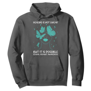 Sexual Assault Awareness Hoodie Healing Is Not Linear But It Is Possible TS14 Dark Heather Print Your Wear