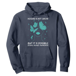 Sexual Assault Awareness Hoodie Healing Is Not Linear But It Is Possible TS14 Navy Print Your Wear