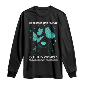 Sexual Assault Awareness Long Sleeve Shirt Healing Is Not Linear But It Is Possible TS14 Black Print Your Wear