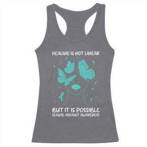 Sexual Assault Awareness Racerback Tank Top Healing Is Not Linear But It Is Possible TS14 Charcoal Print Your Wear