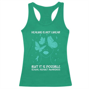Sexual Assault Awareness Racerback Tank Top Healing Is Not Linear But It Is Possible TS14 Irish Green Print Your Wear