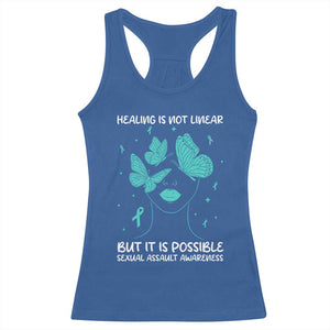 Sexual Assault Awareness Racerback Tank Top Healing Is Not Linear But It Is Possible TS14 Royal Blue Print Your Wear