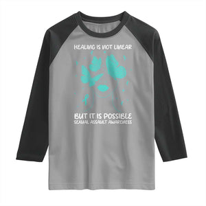 Sexual Assault Awareness Raglan Shirt Healing Is Not Linear But It Is Possible TS14 Sport Gray Black Print Your Wear