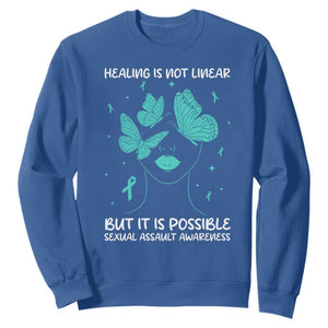 Sexual Assault Awareness Sweatshirt Healing Is Not Linear But It Is Possible TS14 Royal Blue Print Your Wear