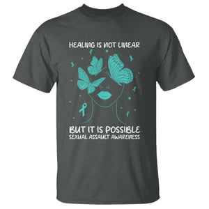 Sexual Assault Awareness T Shirt Healing Is Not Linear But It Is Possible TS14 Dark Heather Print Your Wear