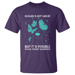 Sexual Assault Awareness T Shirt Healing Is Not Linear But It Is Possible TS14 Purple Print Your Wear