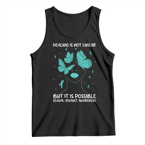 Sexual Assault Awareness Tank Top Healing Is Not Linear But It Is Possible TS14 Black Print Your Wear