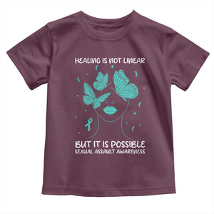 Sexual Assault Awareness Toddler T Shirt Healing Is Not Linear But It Is Possible TS14 Maroon Print Your Wear