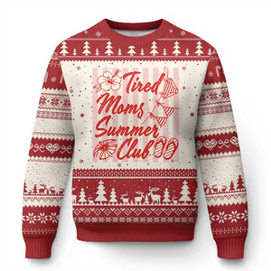 Tired Moms Summer Club Ugly Christmas Sweater Funny Mom Life Beach Vacation TS14 Beige Red Print Your Wear