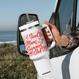 Tired Moms Summer Club Tumbler With Handle Funny Mom Life Beach Vacation TS14 Print Your Wear