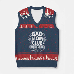 Bad Moms Club V-Neck Knit Sweater Vest Our Kids Are Fine Funny Mom Mother’s Day Gift TS14 Navy Red Print Your Wear