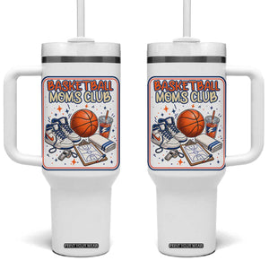 Basketball Moms Club Tumbler With Handle Funny Mother’s Day Gift TS14 One Size: 40 oz White Print Your Wear