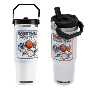 Basketball Moms Club Flip Straw Tumbler Funny Mother’s Day Gift TS14 One Size: 30 oz White Print Your Wear