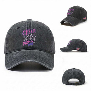 Cheer Moms Club Washed Cotton Baseball Cap Cheerleader Mom Mother’s Day Gift TS14 Washed Cap Universal Fit Dark Gray Print Your Wear