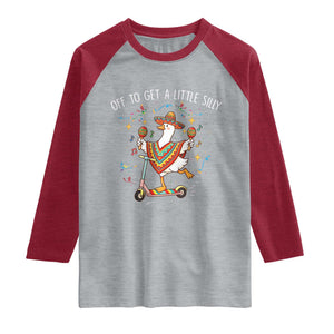 Silly Goose Cinco De Mayo Raglan Shirt Off To Get A Little Silly TS14 Heather Gray Heather Red Print Your Wear