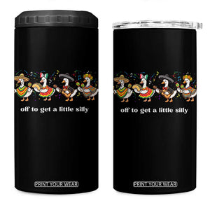 Funny Silly Goose Cinco De Mayo 4 in 1 Can Cooler Tumbler Off To Get A Little Silly TS14 One Size: 16 oz Black Print Your Wear