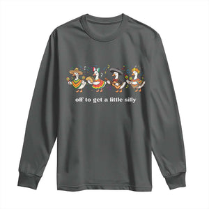 Funny Silly Goose Cinco De Mayo Long Sleeve Shirt Off To Get A Little Silly TS14 Dark Heather Print Your Wear