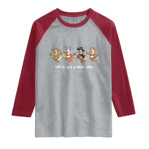 Funny Silly Goose Cinco De Mayo Raglan Shirt Off To Get A Little Silly TS14 Heather Gray Heather Red Print Your Wear