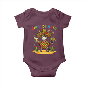 Cinco de Mayo Donkey Mexican Fiesta Baby Onesie TS14 Maroon Print Your Wear