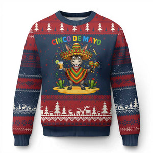 Cinco de Mayo Donkey Mexican Fiesta Ugly Christmas Sweater TS14 Navy Red Print Your Wear