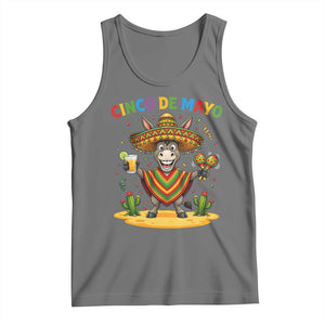 Cinco de Mayo Donkey Mexican Fiesta Tank Top TS14 Black Heather Print Your Wear