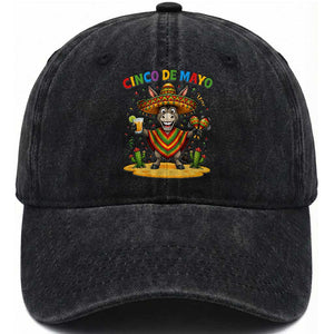 Cinco de Mayo Donkey Mexican Fiesta Washed Cotton Baseball Cap TS14 Print Your Wear