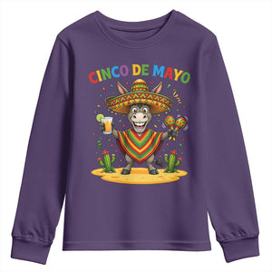 Cinco de Mayo Donkey Mexican Fiesta Youth Sweatshirt TS14 Purple Print Your Wear