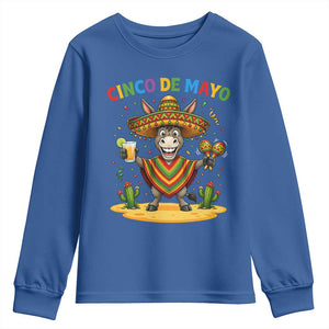 Cinco de Mayo Donkey Mexican Fiesta Youth Sweatshirt TS14 Royal Blue Print Your Wear