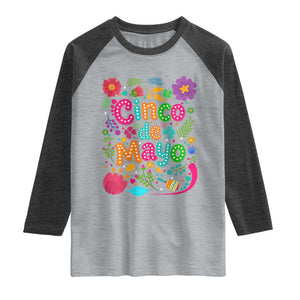 Cinco de Mayo Raglan Shirt Funny Mexican Fiesta TS14 Heather Gray Heather Charcoal Print Your Wear