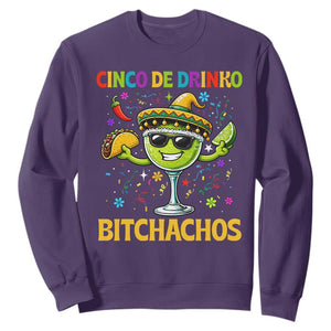 Cinco De Drinko Bitchachos Sweatshirt Funny Margarita Cinco De Mayo Mexican Fiesta TS14 Purple Print Your Wear