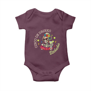 Cinco De Drinko Bitchachos Baby Onesie Funny Skeleton Drinking Margarita Fiesta Party TS14 Maroon Print Your Wear