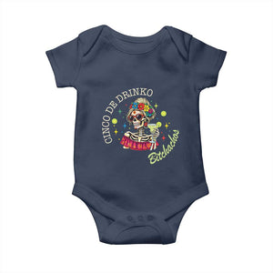 Cinco De Drinko Bitchachos Baby Onesie Funny Skeleton Drinking Margarita Fiesta Party TS14 Navy Print Your Wear