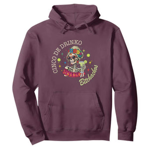 Cinco De Drinko Bitchachos Hoodie Funny Skeleton Drinking Margarita Fiesta Party TS14 Maroon Print Your Wear