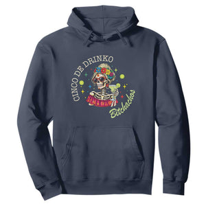 Cinco De Drinko Bitchachos Hoodie Funny Skeleton Drinking Margarita Fiesta Party TS14 Navy Print Your Wear