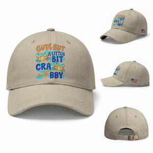 Cute But A Little Bit Crabby Baseball Cap Beach Crab Summer Vacation TS14 Baseball Cap Universal Fit Beige Print Your Wear