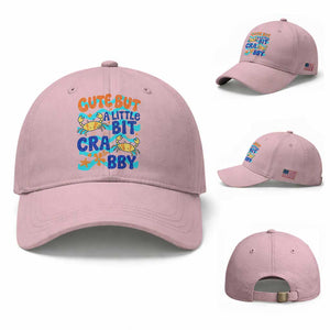 Cute But A Little Bit Crabby Baseball Cap Beach Crab Summer Vacation TS14 Baseball Cap Universal Fit Light Pink Print Your Wear
